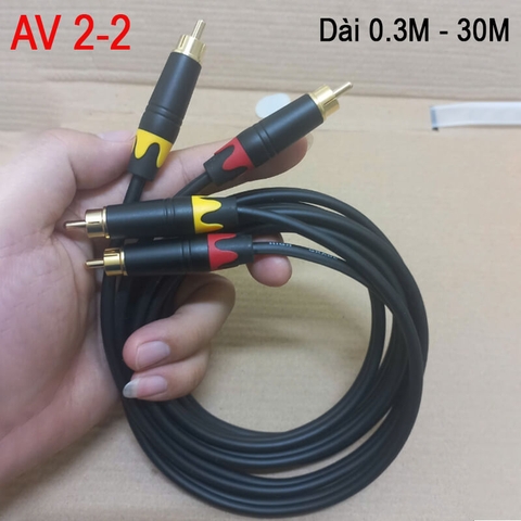 Dây cáp âm thanh RCA hoa sen DIY 2 ra 2 (R/L) cho loa, Amply dài 0.3M đến 30M