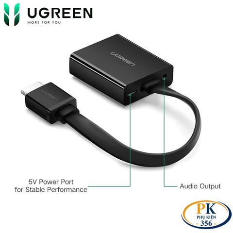 Cáp chuyển HDMI sang VGA audio full HD MM103 chính hãng Ugreen 40248 dài 20CM