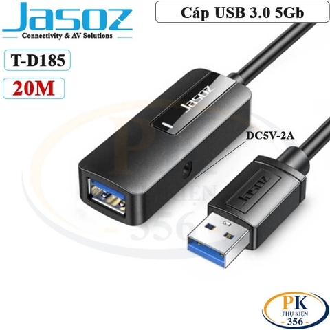 Cáp USB 3.0 Nối Dài Có Chipset Khuếch Đại Và Nguồn Phụ 5V2A Jasoz D116 5M 10M 15M 20M