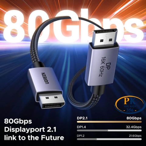 Dây cáp displayport 2.1 chuẩn 16K@30Hz 4K@240Hz DP118 chính hãng Ugreen 15383 dài 1M