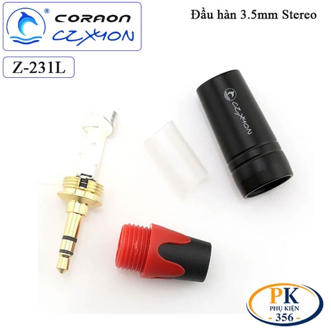 Đầu Hàn Giắc Âm Thanh 3.5mm Stereo Mạ Vàng Coraon CZXYON Z-231L Vỏ Kim Loại Cao Cấp