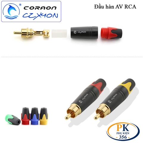 Đầu hàn AV RCA cao cấp chân đồng mạ vàng Coraon CZXYON Z-373-BG – Màu đỏ & màu vàng