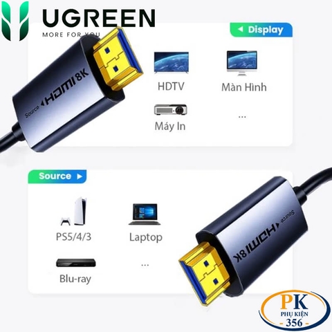 Dây cáp HDMI sợi quang AOC 2.1 chuẩn 8K@60Hz, 4K@240Hz chính hãng Ugreen HD183 dài 10M – 50M