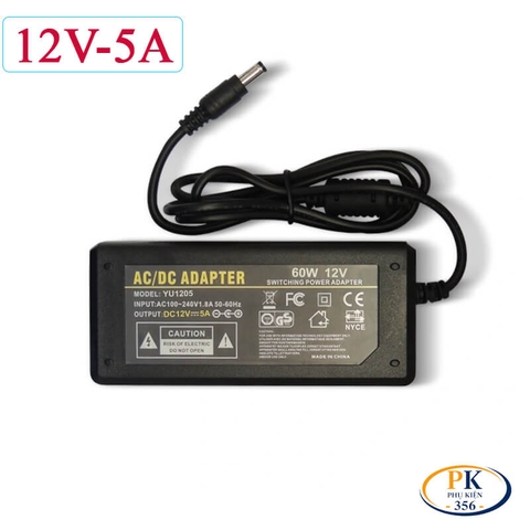 Adapter DC 12V 5A 60W YU1205 – Nguồn Ổn Định, Jack 5.5×2.5mm, Chống Nhiễu