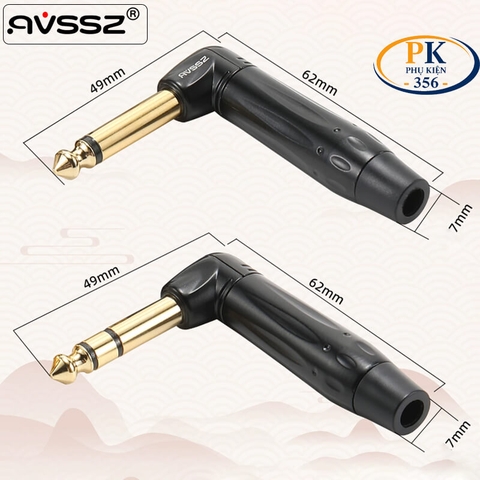 kích thước Giắc Hàn Audio 6.5mm bẻ góc AVSSZ