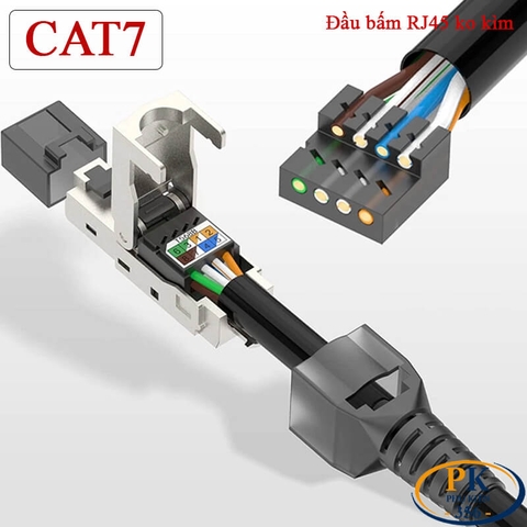 Đầu Bấm Mạng RJ45 Cat7 Tool Free Không Cần Kìm, Vỏ Kim Loại Chống Nhiễu 10Gbps/600MHz chuẩn công nghiệp