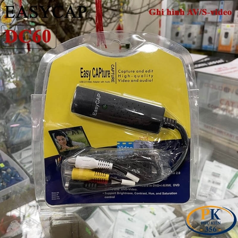 USB Ghi Hình AV S-Video EasyCap DC60 Capture Video Analog Sang Máy Tính Qua USB 2.0