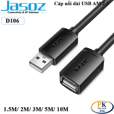 Dây Cáp Nối Dài USB 2.0 AM-AF Jasoz D106 Chính Hãng Dài 0.5M Đến 10M Tốc Độ 480Mbps