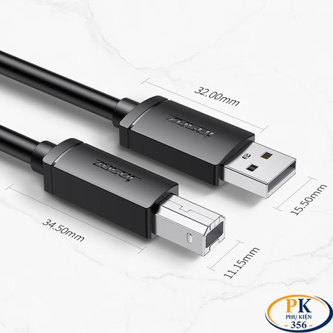 Dây Cáp Máy In USB 2.0 AM Sang BM Jasoz D105 Chính Hãng Dài 1M - 10M Tốc Độ 480Mbps