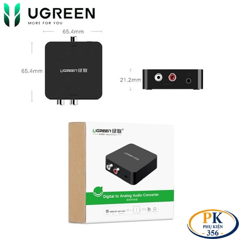 Bộ chuyển audio Quang optical Coaxial sang AV 3.5mm chính hãng Ugreen 30523