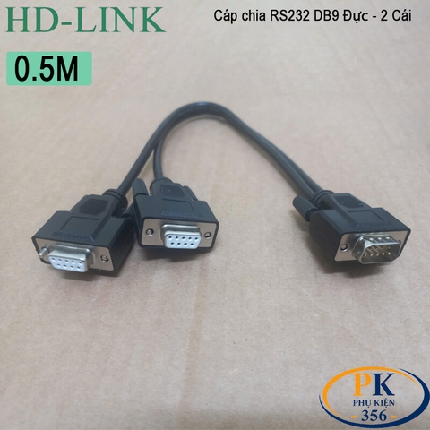 Dây cáp chia COM DB9 RS232 Đực sang 2 cổng cái dài 0.3M, 0.5M, 1M, 1.5M, 2M, 3M, 5M, 10M – HD-Link DIY 28AWG cao cấp