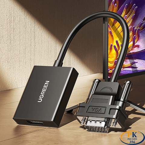 Cáp chuyển VGA audio sang HDMI full HD CM269 chính hãng Ugreen 50945 dài 15CM