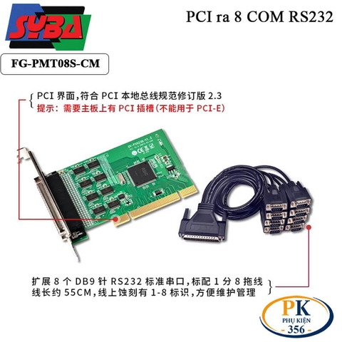 Card PCI to 8 COM RS232 Syba FG-PMT08S-CM – Mở rộng 8 cổng COM cho PC