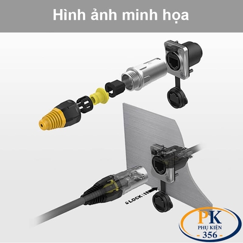 Nhân mạng RJ45 chống nước CAT6 lắp mặt bích YLRJ45-01 bẻ góc – Jack LAN panel chống nước