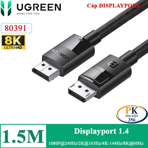 Cáp Displayport 1.4 chuẩn 8K@60Hz DP114 chính hãng Ugreen 80393 dài 3M