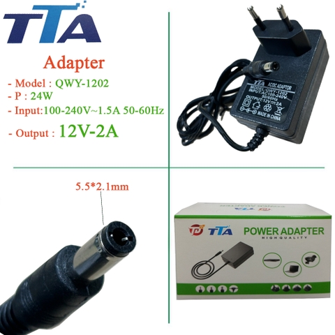 Nguồn Adapter 12V-5A 60W chân 5.5 x 2.5mm chính hãng TTA QWY-1250