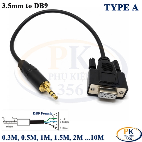 Cáp RS232 chuyển 3.5mm sang DB9 cái serial type A dài 0.3M đến 10M DB9 female to 3.5mm male