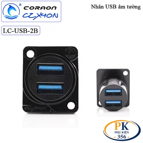 Nhân nối USB 3.0 âm tường lắp mặt máy Coraon LC-USB-2B - 2 cổng