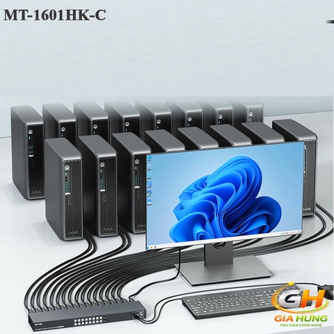Bộ Chuyển Mạch HDMI USB KVM Switch 16 Ra 1 MT-VIKI MT-1601HK-C | Hỗ Trợ 4K 30Hz