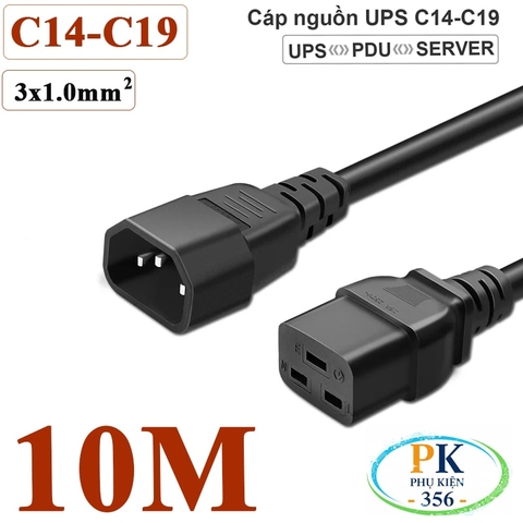 Dây Cáp nguồn IEC320 C14 C19 lõi 3x1.0mm² 10A-250V | Dây nối dài nguồn cho UPS, PDU, PC dài 0.5M – 3M