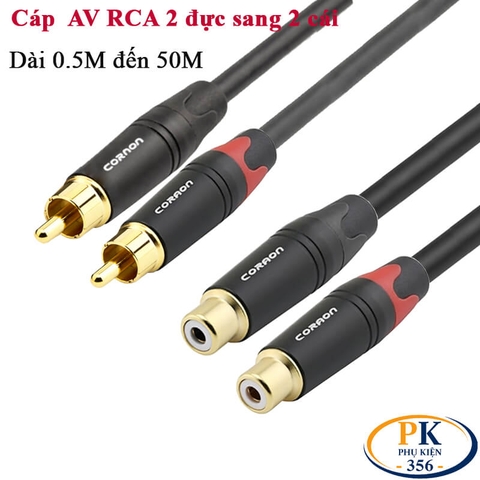 Dây Cáp Âm Thanh DIY 2 RCA Đực Sang 2 RCA cái Dài 0.5M – 50M, Lõi Đồng OFC 22AWG, Jack RCA Mạ Vàng