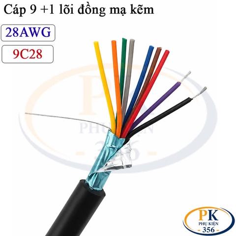 Dây Cáp Điều Khiển 9+1 Lõi Đồng Mạ Kẽm 28AWG 9C28 Chống Nhiễu Dùng Cho RS232 DB9 RS485