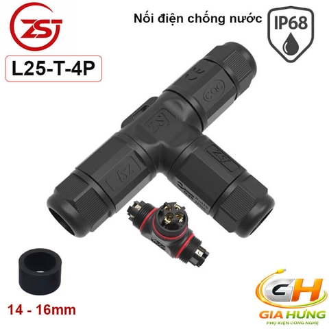 Đầu Cút Chia Dây Điện Chống Nước IP68 3 Ngả Chữ T ZSJ L25-T Dùng Cho Dây 2–5 Lõi Chính Hãng