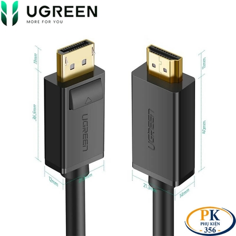 Dây cáp chuyển Displayport sang HDMI 1.4 4K@30Hz DP101 chính hãng Ugreen dài 1M 1.5M 2M 3M 5M 10238 10239 10202 10203 10204