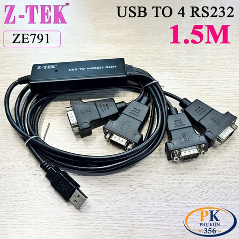 Cáp USB sang 4 cổng COM RS232 ZTEK ZE791 – Bộ chuyển đổi USB to RS232 4 Port chính hãng