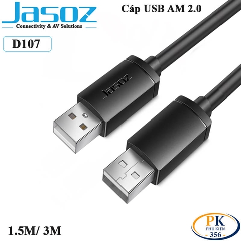 Dây Cáp USB 2.0 Hai Đầu Đực AM-AM Jasoz D107 Chính Hãng Dài 1.5M T-D127, 3M T-D144 Tốc Độ 480Mbps