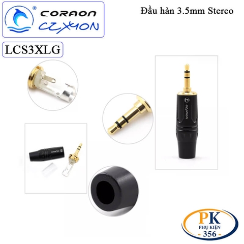 Đầu Hàn Giắc Cắm Âm Thanh DIY 3.5mm Stereo Mạ Vàng Coraon CZXYON LCS3XLG Cao Cấp dùng cho cáp 6.5 đến 8.5mm