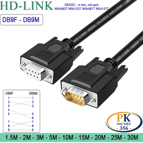 Cáp RS232C DB9 dương sang DB9 âm cho máy in mã vạch tem nhãn công nghiệp WS4 Series Printer WS408DT WS412DT WS408TT WS412TT