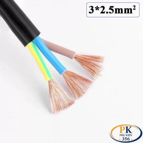Dây điện 3 lõi 3x1.5mm làm cáp C13, C14, C15, C19, C20 OD 8mm lõi nhôm mạ đồng