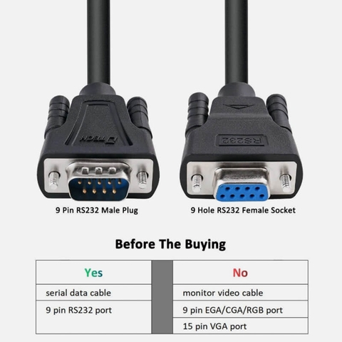 Dây Cáp COM DB9 RS232 Đực sang Cái Dtech DT-9005B M/F dài 1.5M - 5M