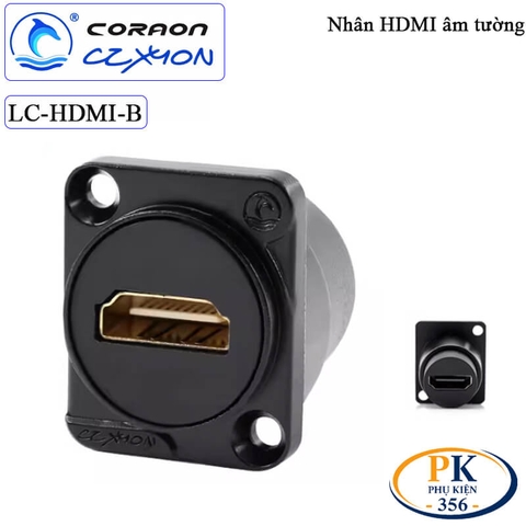Nhân nối HDMI 2.0 âm tường lắp mặt máy Coraon LC-HDMI-B - cắm thẳng