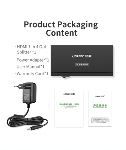 Bộ chia HDMI 1 ra 4 chuẩn 4K@30Hz chính hãng Ugreen 40202