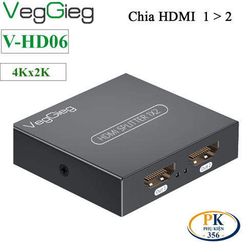 Bộ chia cổng HDMI SPLITTER 1 ra 2 4K Veggieg V-HD06