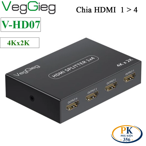 Bộ chia cổng HDMI SPLITTER 1 ra 4 4K Veggieg V-HD07