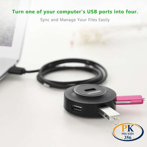 Bộ chia hub USB 2.0 4 cổng dây dài 1M Ugreen 20277 CR106