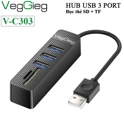 Bộ chia hub USB 2.0 giá rẻ ra 3 cổng USB + SD + TF Veggieg V-C303