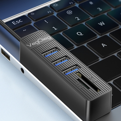 Bộ chia hub USB 2.0 giá rẻ ra 3 cổng USB + SD + TF Veggieg V-C303