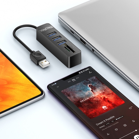 Bộ chia hub USB 2.0 giá rẻ ra 3 cổng USB + SD + TF Veggieg V-C303
