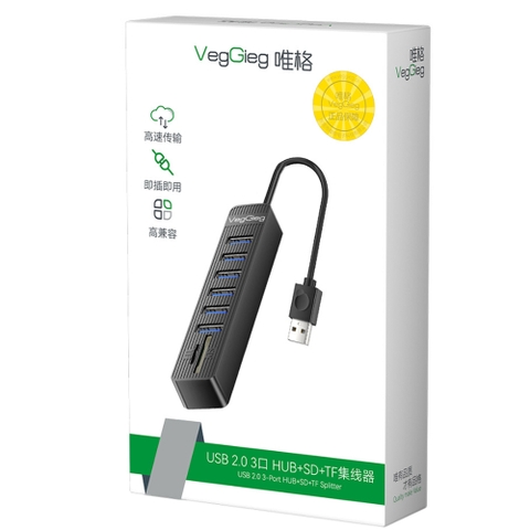 Bộ chia hub USB 2.0 giá rẻ ra 6 cổng USB + SD + TF Veggieg V-C306