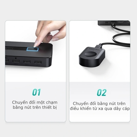 Bộ chuyển mạch KVM Switch HDMI 2 cổng 1080@60Hz MT-viki MT-KH2