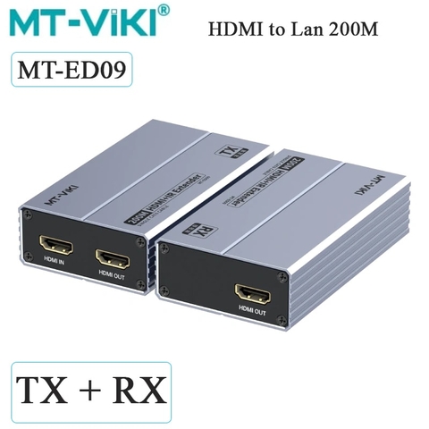 Bộ mở rộng HDMI qua cáp mạng 200m MT-ED09, truyền HDMI xa qua Cat5e/Cat6, hỗ trợ 4K@30Hz, kết nối linh hoạt, ổn định, không delay, hỗ trợ 1 phát ra nhiều nhận qua switch mạng
