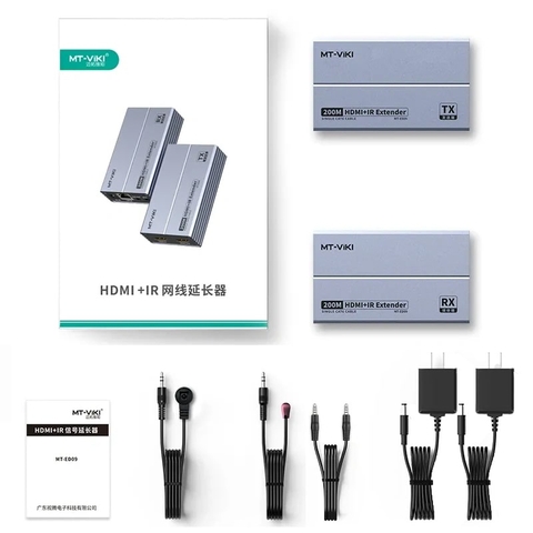 Bộ mở rộng HDMI qua cáp mạng 200m MT-ED09, truyền HDMI xa qua Cat5e/Cat6, hỗ trợ 4K@30Hz, kết nối linh hoạt, ổn định, không delay, hỗ trợ 1 phát ra nhiều nhận qua switch mạng