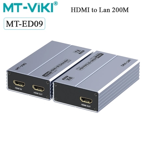 Bộ mở rộng HDMI qua cáp mạng 200m MT-ED09, truyền HDMI xa qua Cat5e/Cat6, hỗ trợ 4K@30Hz, kết nối linh hoạt, ổn định, không delay, hỗ trợ 1 phát ra nhiều nhận qua switch mạng