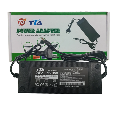 Bộ nguồn Adapter 24V-5A 120W chân 5.5 x 2.5mm chính hãng TTA QWY-2450