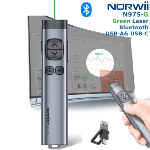 Bút Trình Chiếu Bluetooth Kỹ Thuật Số Spotlight dùng cho tivi led Norwii N97S-G laser xanh