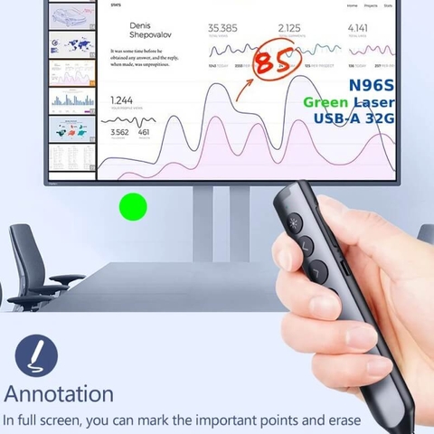 Bút Trình Chiếu Norwii N10S Pro Bluetooth Laser Xanh | Điều Khiển TV, Màn Hình LED Tương Tác